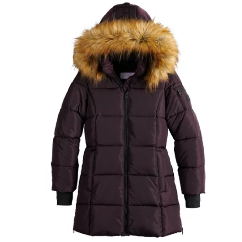 Juniors' madden girl Core Faux-Fur Hood Puffer Coat